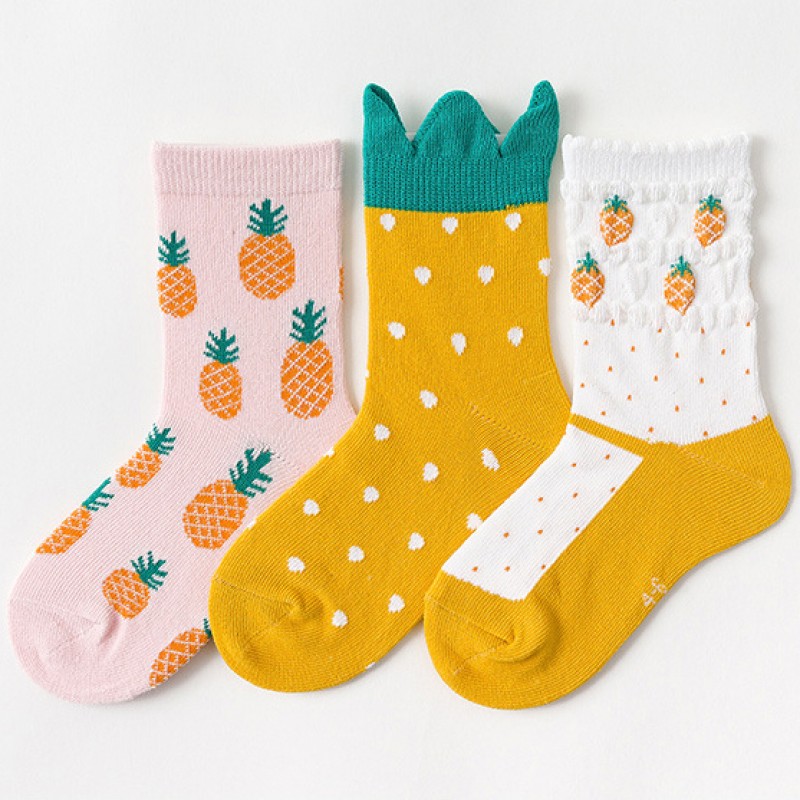 Caramella / Набор детских носков «Ананасы» в мягкой упаковке, 3 пары