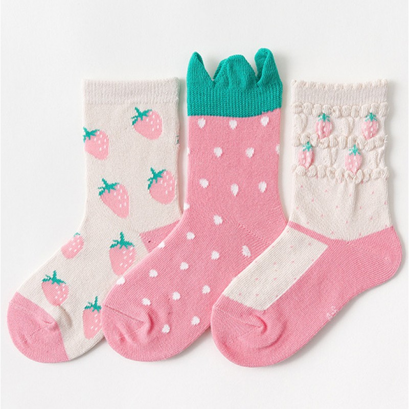 Caramella / Набор детских носков «Клубника» в мягкой упаковке, 3 пары