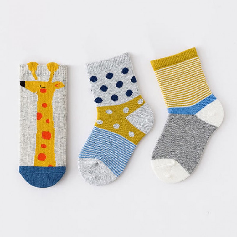 Caramella / Набор детских носков «Спящий жираф» в мягкой упаковке, 3 пары