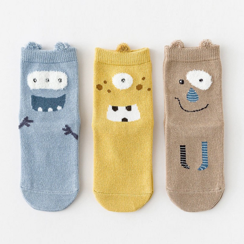 Caramella / Набор детских носков «Весёлые монстрики» в мягкой упаковке, 3 пары