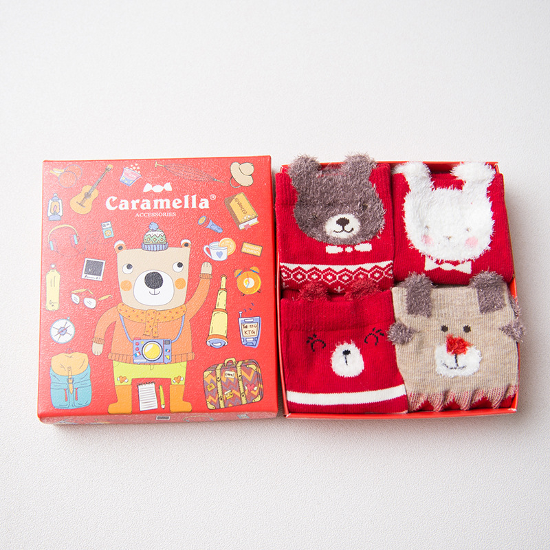 Caramella / Набор детских носков новогодний «Мишка путешественник», 4 пары